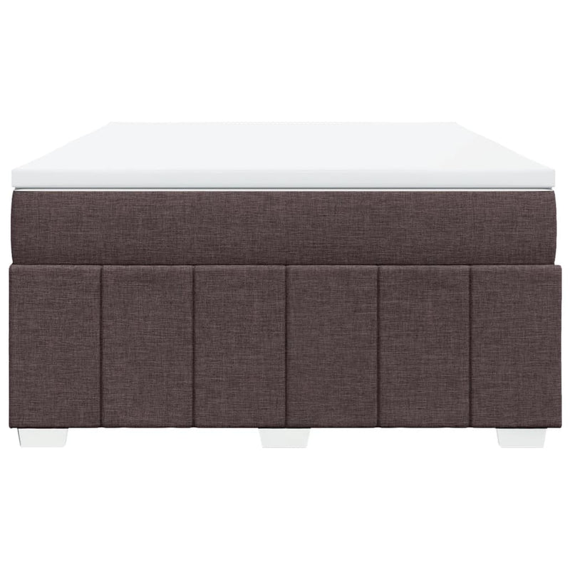 Pat continental cu saltea, maro închis, 140x200 cm, textil