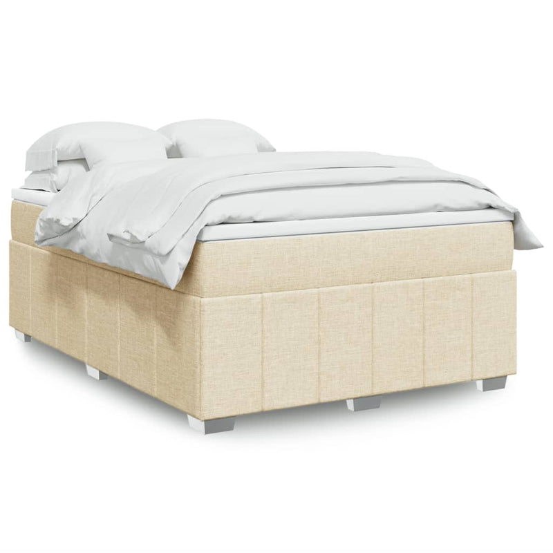 Pat continental cu saltea, crem, 140x200 cm, material textil