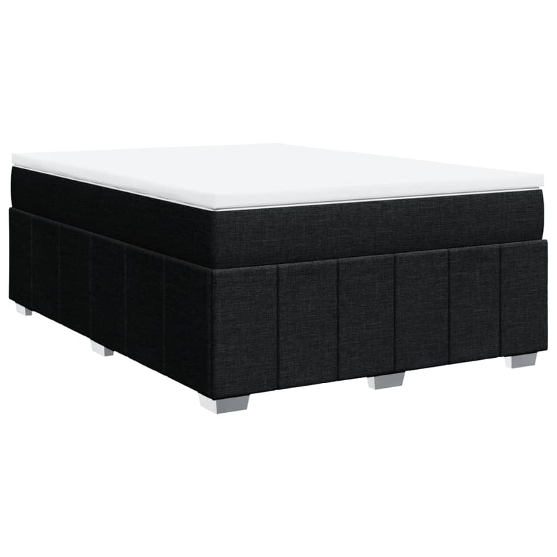 Pat box spring cu saltea, negru, 160x200 cm, textil