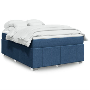 Pat continental cu saltea, albastru, 160x200cm, material textil