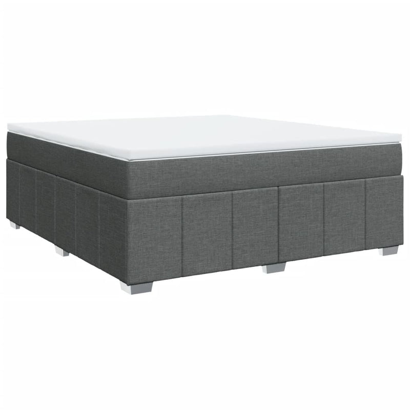 Pat box spring cu saltea, gri închis, 180x200 cm, textil