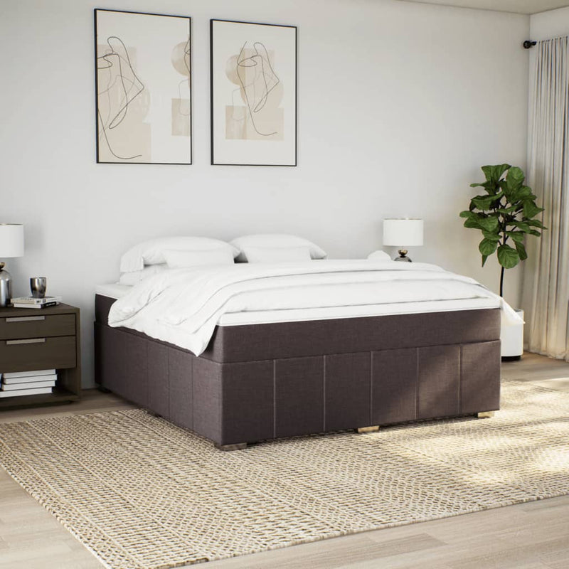 Pat continental cu saltea maro închis 180x200cm material textil