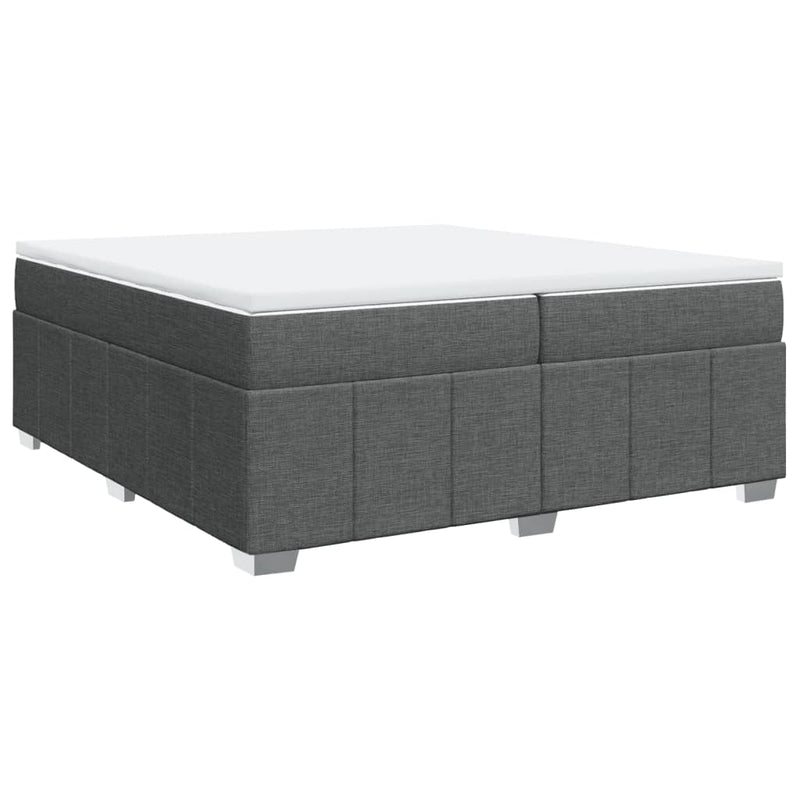 Pat box spring cu saltea, gri închis, 200x200 cm, textil