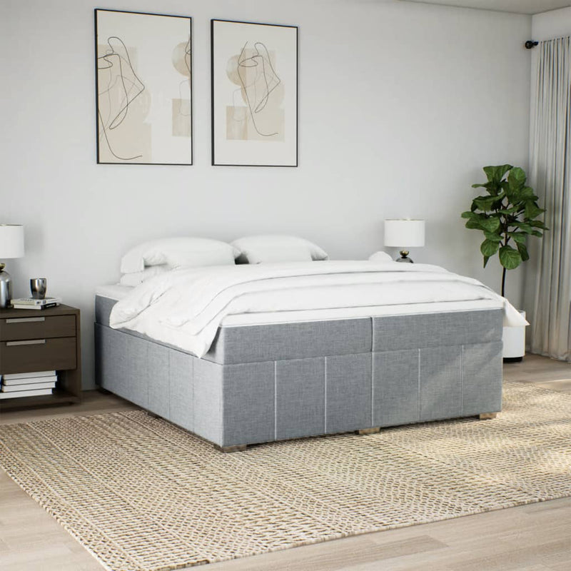 Pat box spring cu saltea, gri închis, 200x200 cm, textil