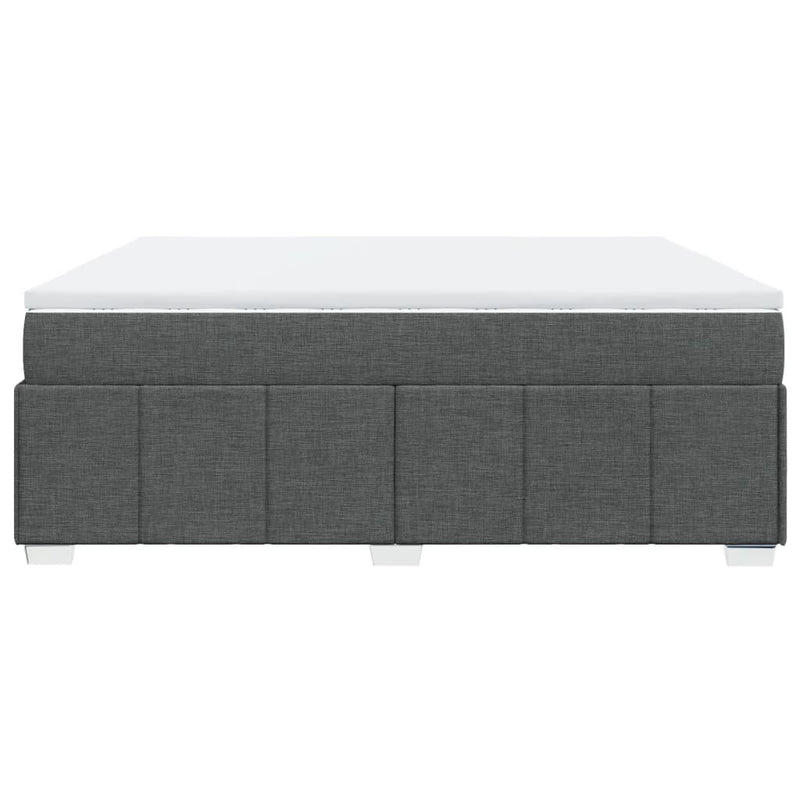 Pat box spring cu saltea, gri închis, 200x200 cm, textil