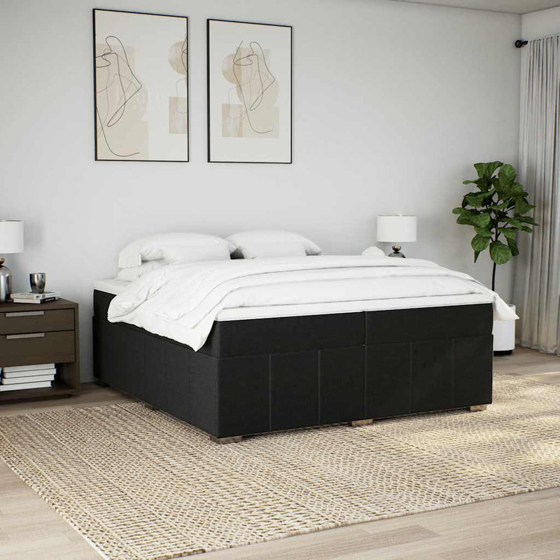 Pat box spring cu saltea, negru, 200x200 cm, textil