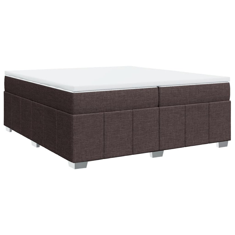 Pat box spring cu saltea, maro închis, 200x200 cm, textil