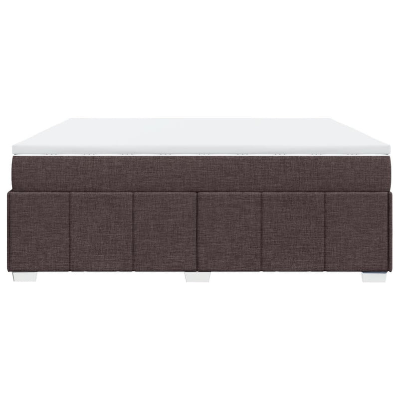 Pat box spring cu saltea, maro închis, 200x200 cm, textil