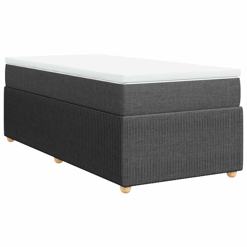 Pat box spring cu saltea, gri închis, 80x200 cm, textil