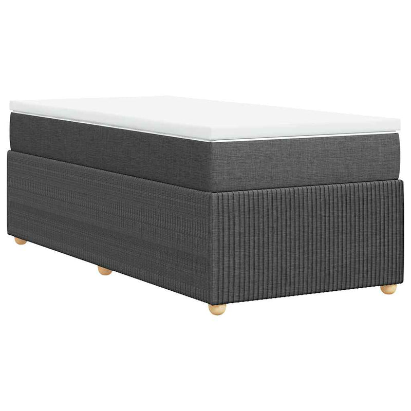 Pat box spring cu saltea, gri închis, 80x200 cm, textil
