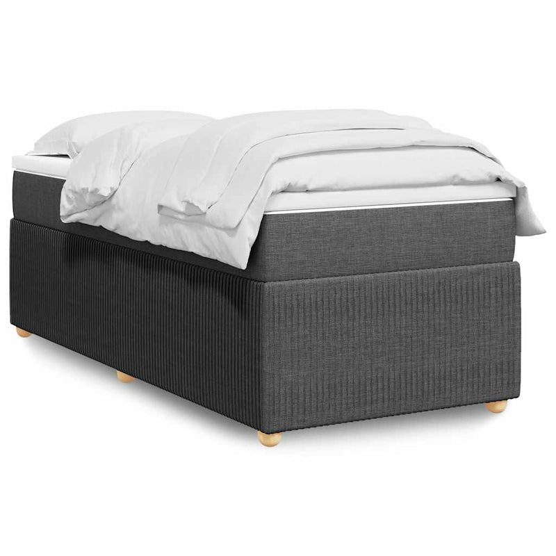 Pat box spring cu saltea, gri închis, 80x200 cm, textil