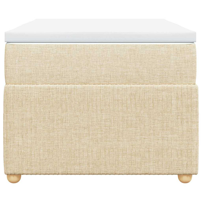 Pat box spring cu saltea, crem, 80x200 cm, textil