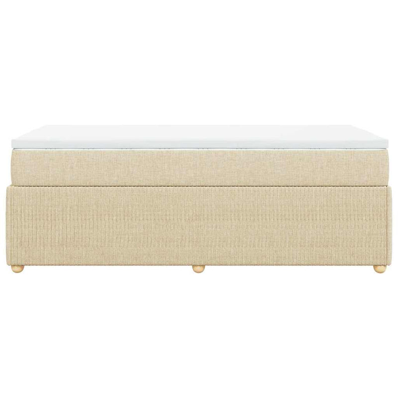 Pat box spring cu saltea, crem, 80x200 cm, textil
