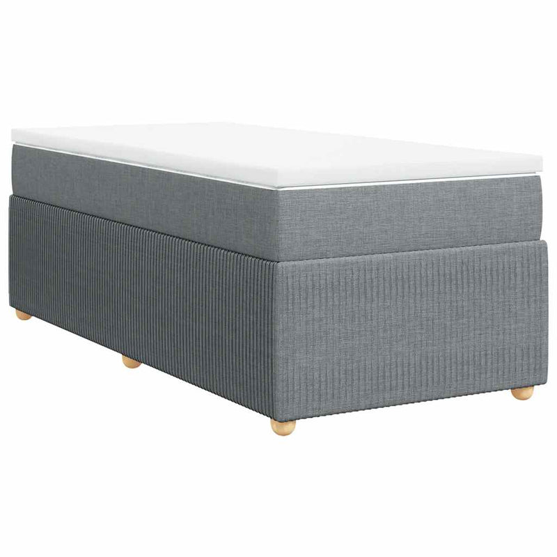 Pat box spring cu saltea, gri deschis, 90x190 cm, textil
