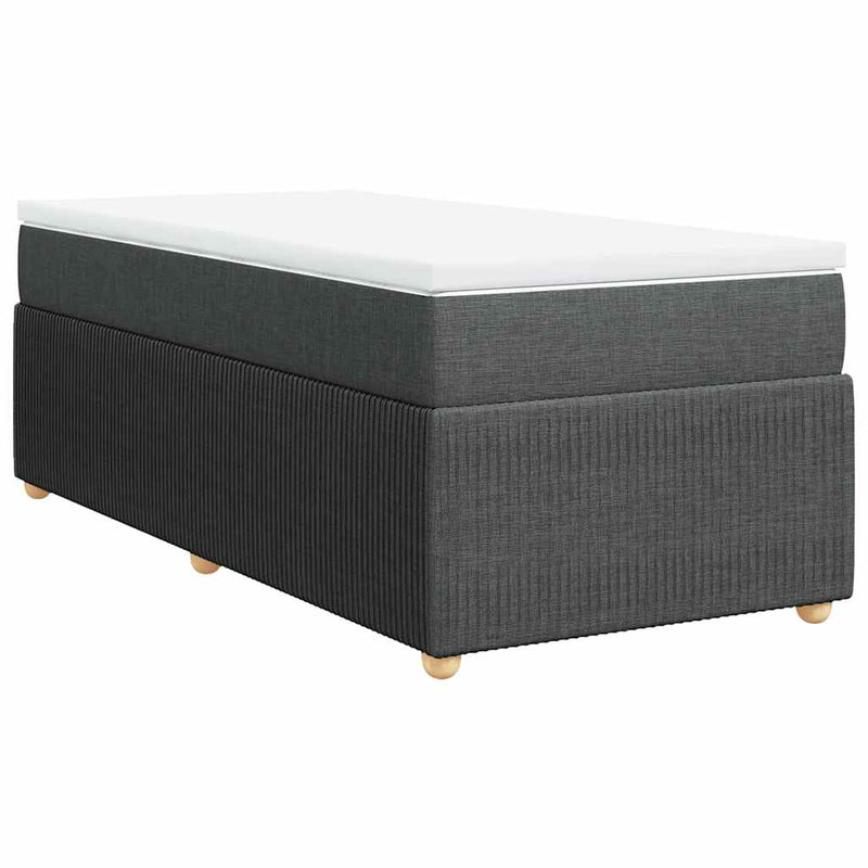 Pat box spring cu saltea, gri închis, 90x190 cm, textil