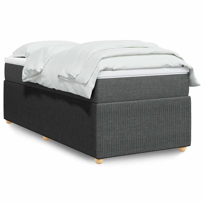 Pat box spring cu saltea, gri închis, 90x190 cm, textil
