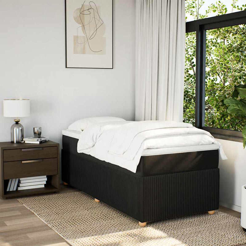 Pat box spring cu saltea, negru, 90x190 cm, textil