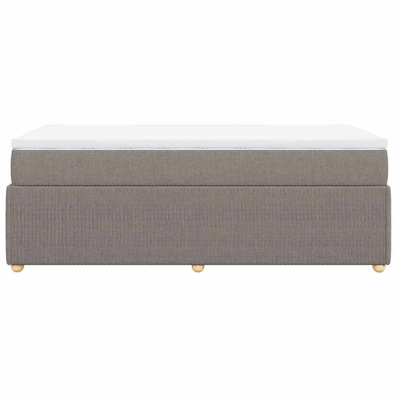 Pat box spring cu saltea, gri taupe, 90x190 cm, textil