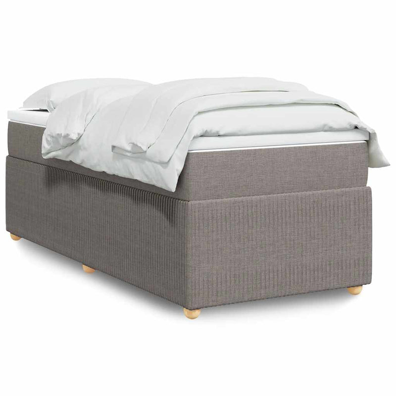 Pat box spring cu saltea, gri taupe, 90x190 cm, textil