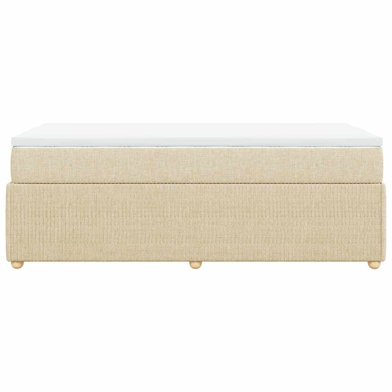 Pat box spring cu saltea, crem, 90x190 cm, textil