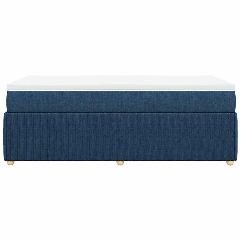 Pat box spring cu saltea, albastru, 90x190 cm, textil