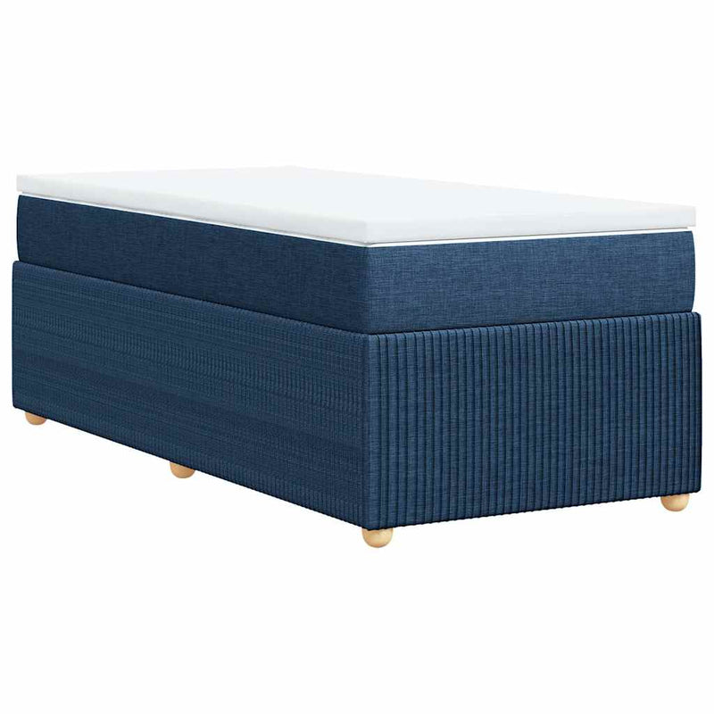 Pat box spring cu saltea, albastru, 90x190 cm, textil