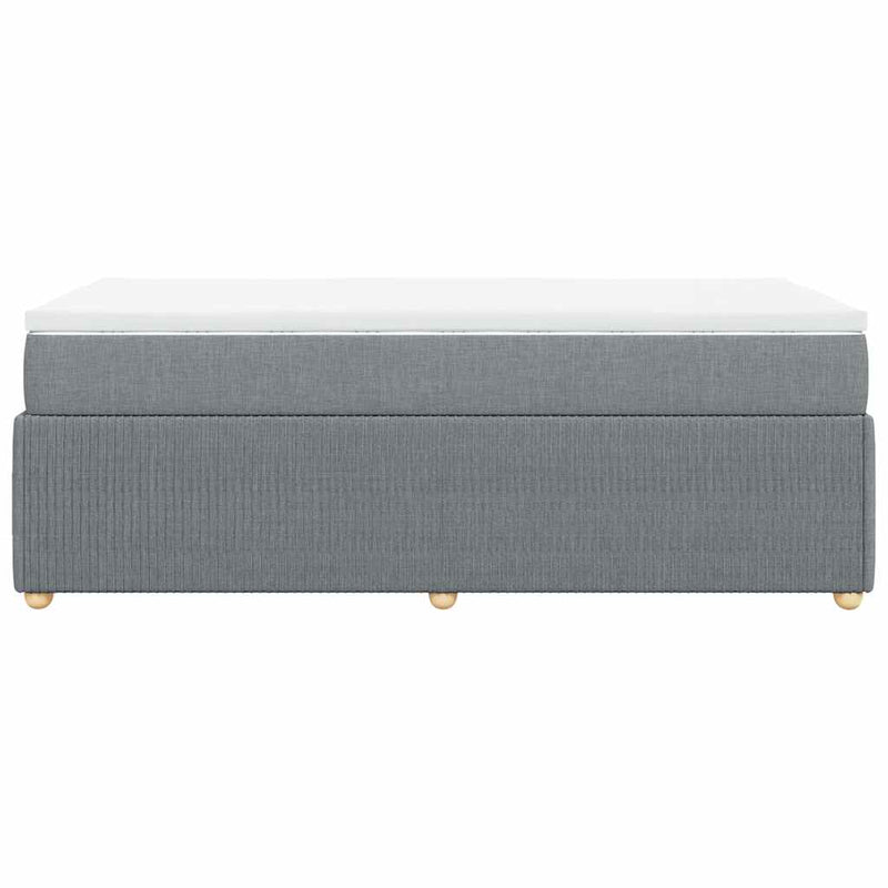 Pat box spring cu saltea, gri deschis, 90x200 cm, textil