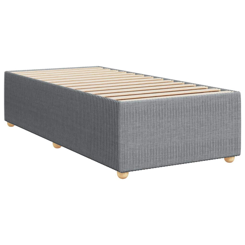 Pat box spring cu saltea, gri deschis, 90x200 cm, textil