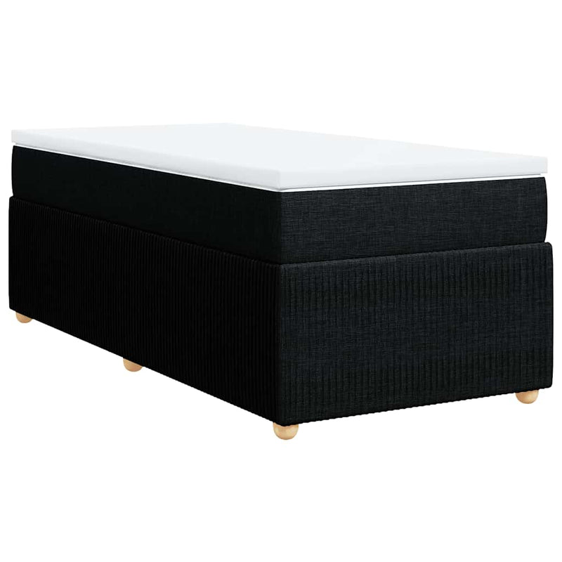 Pat box spring cu saltea, negru, 90x200 cm, textil