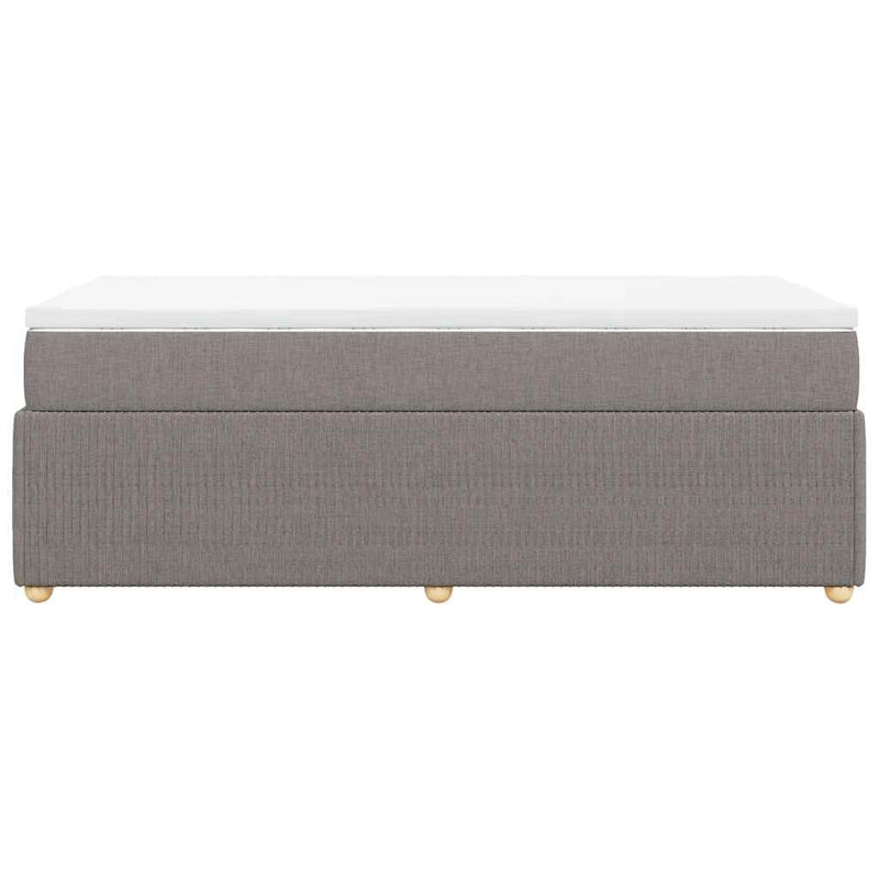 Pat box spring cu saltea, gri taupe, 90x200 cm, textil