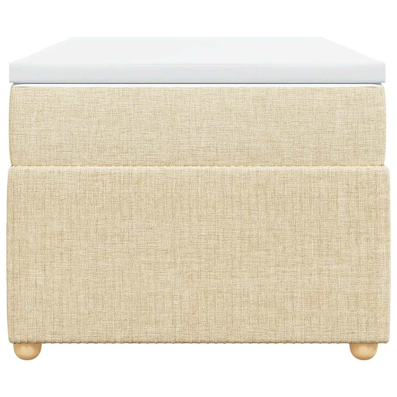 Pat box spring cu saltea, crem, 90x200 cm, textil