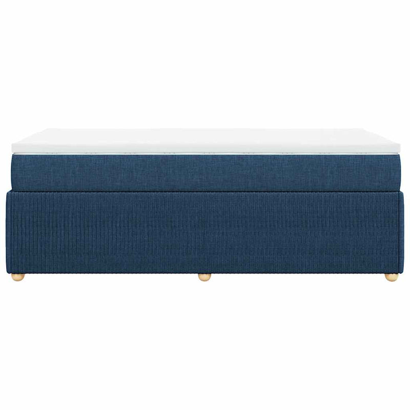Pat box spring cu saltea, albastru, 90x200 cm, textil