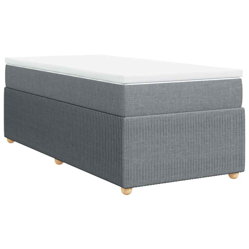 Pat box spring cu saltea, gri deschis, 100x200 cm, textil
