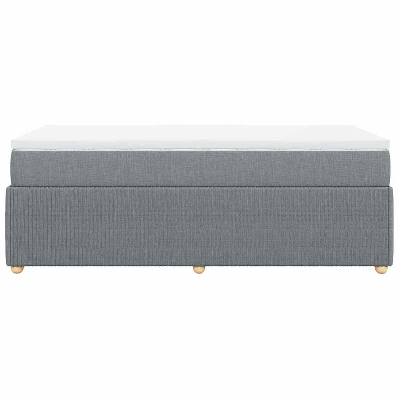 Pat box spring cu saltea, gri deschis, 100x200 cm, textil