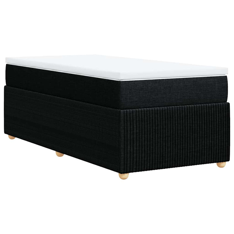 Pat box spring cu saltea, negru, 100x200 cm, textil