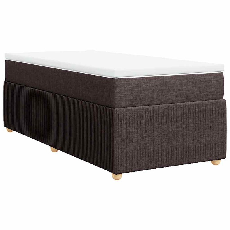 Pat box spring cu saltea, maro închis, 100x200 cm, textil