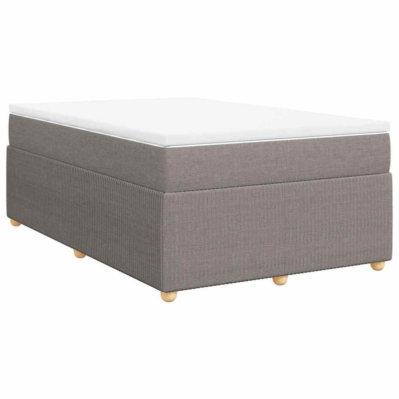 Pat box spring cu saltea, taupe, 120x190 cm material textil