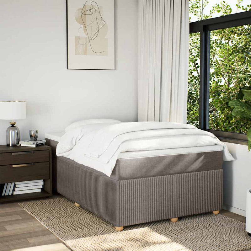 Pat box spring cu saltea, taupe, 120x190 cm material textil