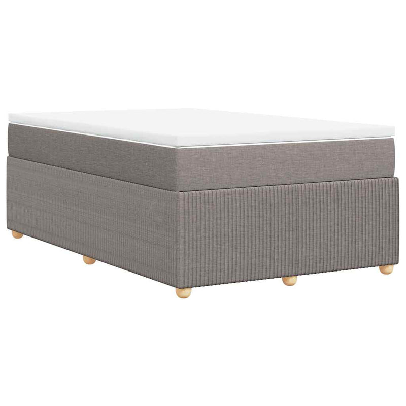 Pat box spring cu saltea, taupe, 120x190 cm material textil