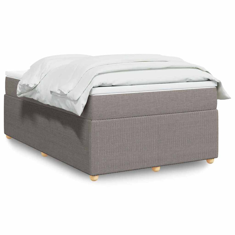Pat box spring cu saltea, taupe, 120x190 cm material textil
