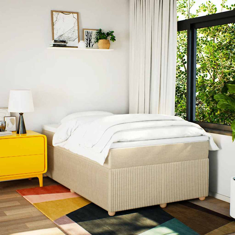 Pat continental cu saltea, crem, 120x190 cm, textil