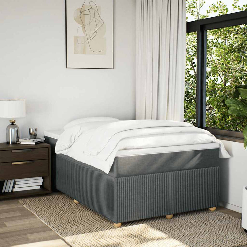 Pat box spring cu saltea, gri închis, 120x200 cm, textil