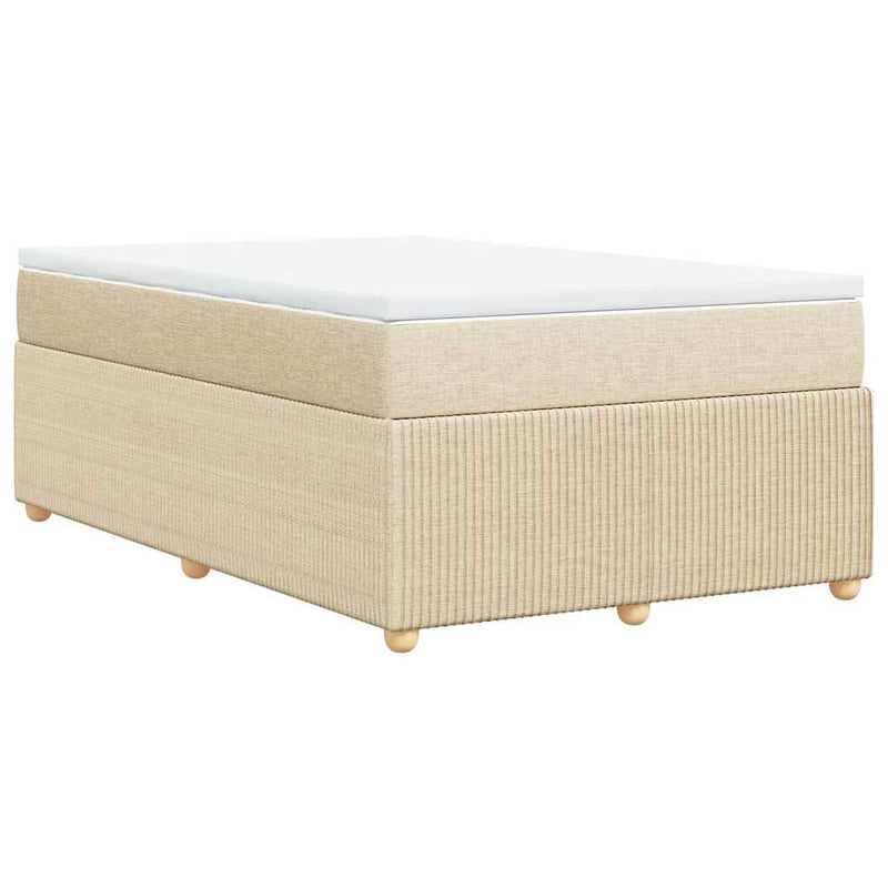 Pat box spring cu saltea, crem, 120x200 cm, textil