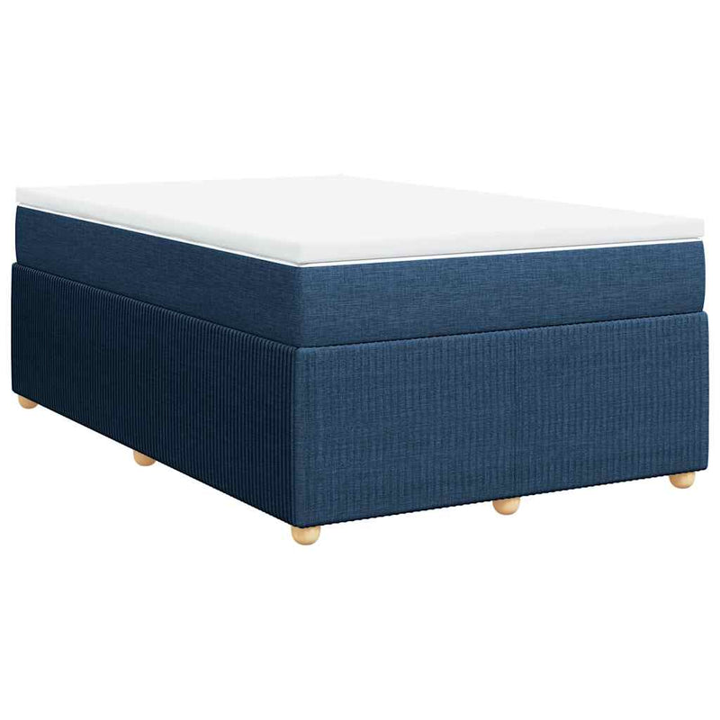 Pat box spring cu saltea, albastru, 120x200 cm, textil