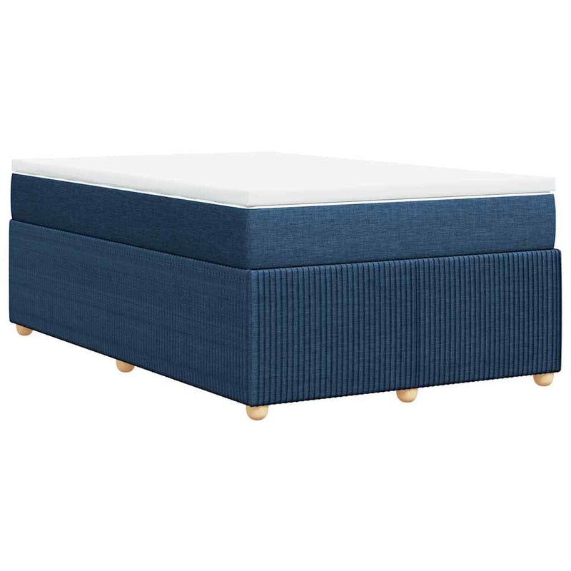 Pat box spring cu saltea, albastru, 120x200 cm, textil