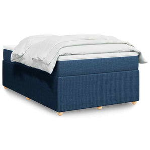 Pat box spring cu saltea, albastru, 120x200 cm, textil