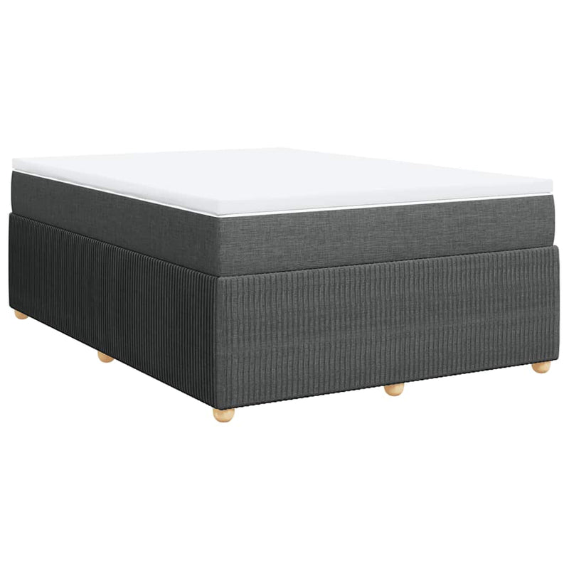Pat box spring cu saltea, gri închis, 140x190 cm, textil