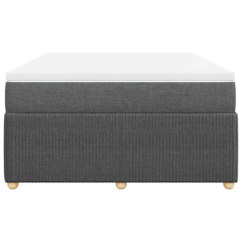Pat box spring cu saltea, gri închis, 140x190 cm, textil