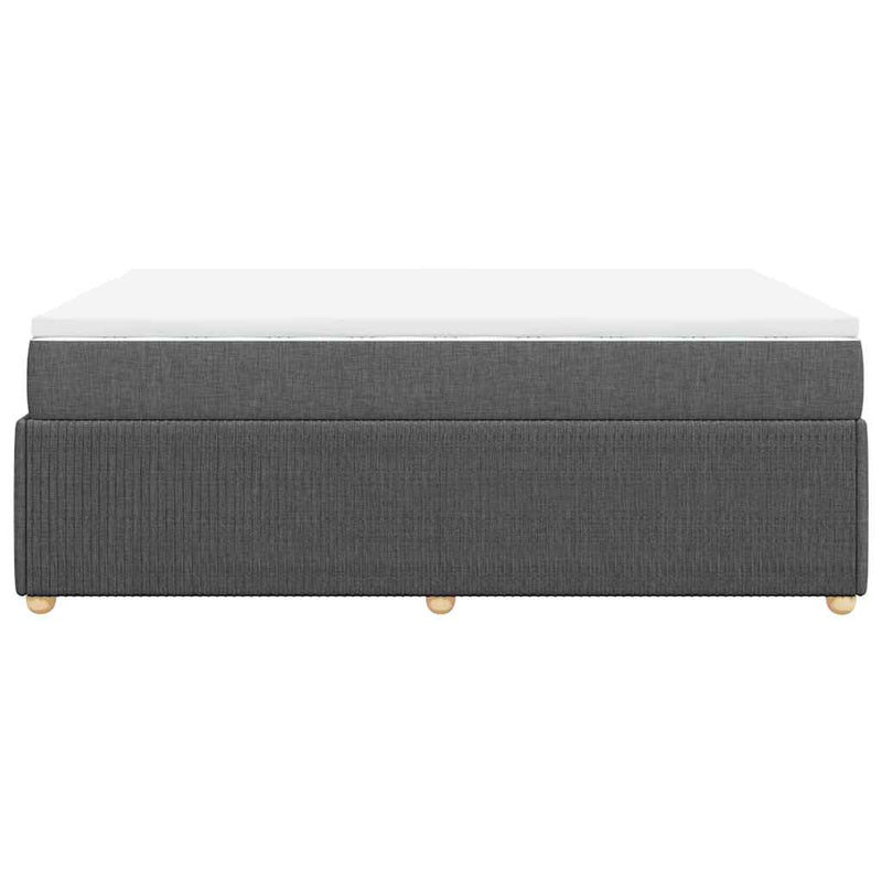 Pat box spring cu saltea, gri închis, 140x190 cm, textil
