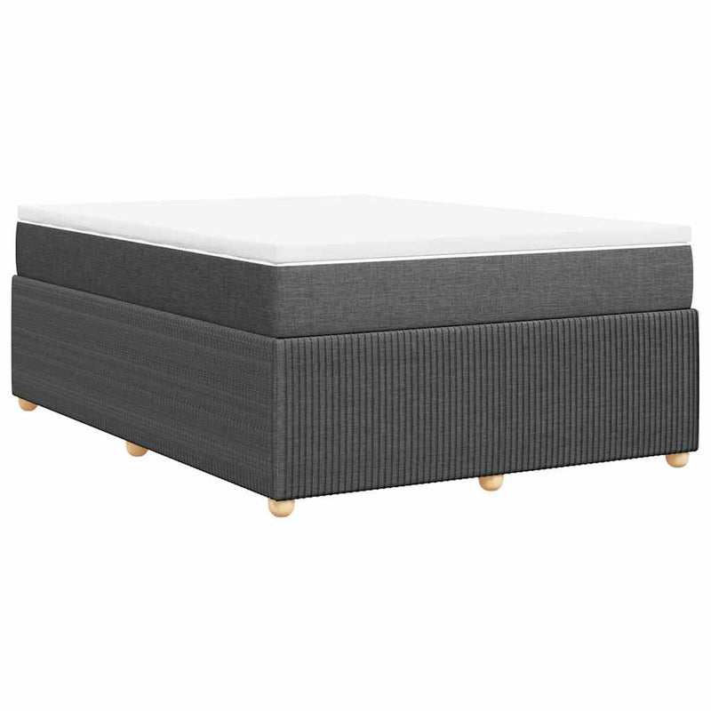 Pat box spring cu saltea, gri închis, 140x190 cm, textil